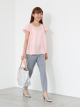 「アイテム（トートバッグ、シルバー系）」を使った、NBB STAFF 08さん（レディース・158cm）の春コーディネート