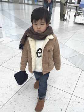 「Lee（リー）のアイテム（ブルゾン）」を使った、あおゆいさん（キッズ・110cm）の冬コーディネート