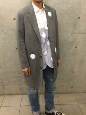 「アイテム（ステンカラーコート）」を使った、遠藤淳さん（メンズ・177cm・30代）の秋コーディネート