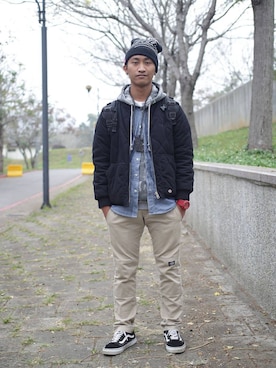 「Dickies（ディッキーズ）のアイテム（ノーカラージャケット）」を使った、暨南focusさん（メンズ・170cm）の春コーディネート