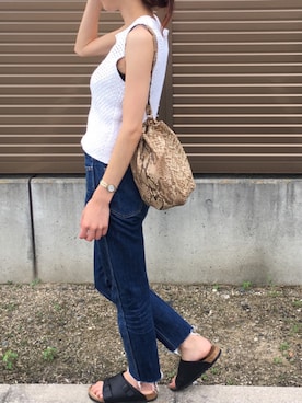 「JW Anderson（ジェイダブリューアンダーソン）のアイテム（ニット/セーター）」を使った、riicaaさん（レディース・160cm）の夏コーディネート