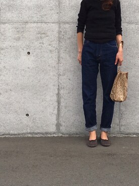 「Levis BLACK（リーバイスブラック）のアイテム（パンツ）」を使った、riicaaさん（レディース・160cm）の秋コーディネート
