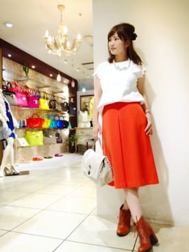 「アイテム（スカート、オレンジ系）」を使った、☆TIE☺︎さん（レディース・150cm）の秋コーディネート