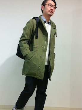 「ikka（イッカ）のアイテム（モッズコート）」を使った、ikka HEAD OFFICE BUYERさん（メンズ・170cm）の春コーディネート