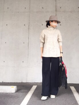 「フリンジバッグ」｜「アイテム（財布/小物）」を使った、yam.さん（レディース・162cm）の秋コーディネート