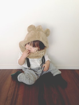 「スウェット×シャツ」｜Shioさん（キッズ・70cm）の冬コーディネート