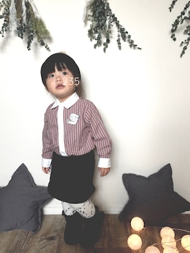 「アイテム（ブローチ/コサージュ）」を使った、Shioさん（キッズ・80cm）の冬コーディネート