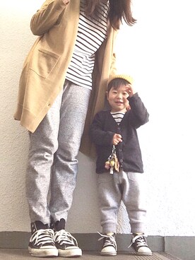 「H&M（エイチ・アンド・エム）のアイテム（カーディガン/ボレロ）」を使った、Dai-cHiさん（キッズ・80cm）の春コーディネート