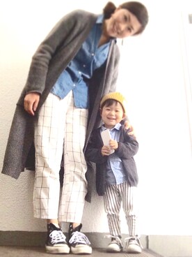 「H&M（エイチ・アンド・エム）のアイテム（カーディガン/ボレロ）」を使った、Dai-cHiさん（キッズ・80cm）の春コーディネート