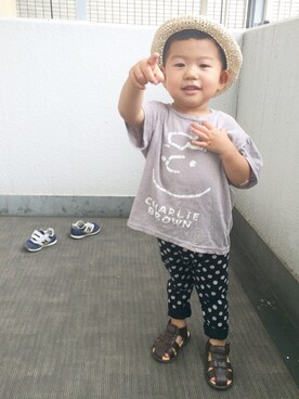 「2歳3ヶ月」｜「アイテム（サンダル）」を使った、Dai-cHiさん（キッズ・90cm）の夏コーディネート