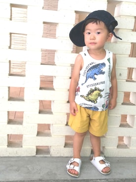 「F.O.KIDS（エフオーキッズ）のアイテム（タンクトップ）」を使った、Dai-cHiさん（キッズ・90cm）の夏コーディネート