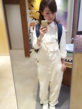「アイテム（バックパック/リュック、ブルー系）」を使った、har ( ハル )さん（レディース・153cm）の春コーディネート