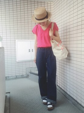「flower（フラワー）のアイテム（パンツ）」を使った、har ( ハル )さん（レディース・153cm）の春コーディネート