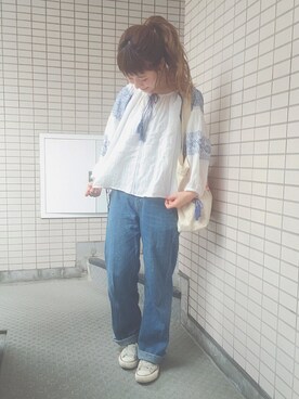 「flower（フラワー）のアイテム（パンツ）」を使った、har ( ハル )さん（レディース・153cm）の春コーディネート