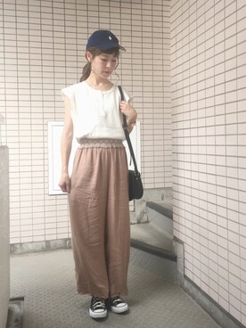 「flower（フラワー）のアイテム（パンツ）」を使った、har ( ハル )さん（レディース・153cm）の夏コーディネート