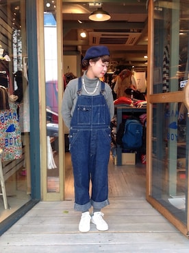「BEAMS BOY（ビームスボーイ）のアイテム（つなぎ/オールインワン）」を使った、KURODA  AYANOさん（レディース・153cm）の冬コーディネート