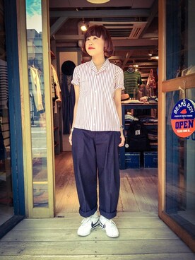 「BEAMS BOY（ビームスボーイ）のアイテム（シャツ/ブラウス）」を使った、KURODA  AYANOさん（レディース・153cm）の春コーディネート