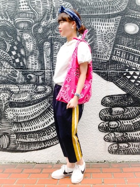 「BEAMS BOY（ビームスボーイ）のアイテム（トートバッグ）」を使った、KURODA  AYANOさん（レディース・153cm）の夏コーディネート