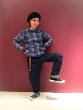「orslow」｜「アイテム（ハンチング/ベレー帽）」を使った、KURODA  AYANOさん（レディース・153cm）の秋コーディネート