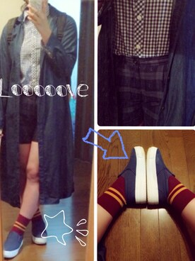 「no brand（ノーブランド）のアイテム（シャツ/ブラウス、ブルー系）」を使った、お嬢さん（レディース・162cm）の秋コーディネート