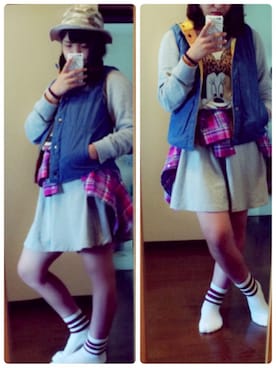 「迷彩柄」｜お嬢さん（レディース・162cm）の秋コーディネート