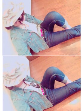 「Big John（ビッグジョン）のアイテム（デニムジャケット、ブルー系）」を使った、お嬢さん（レディース・162cm）の春コーディネート