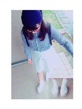 「GRL（グレイル）のアイテム（スカート、ホワイト系）」を使った、お嬢さん（レディース・162cm）の春コーディネート