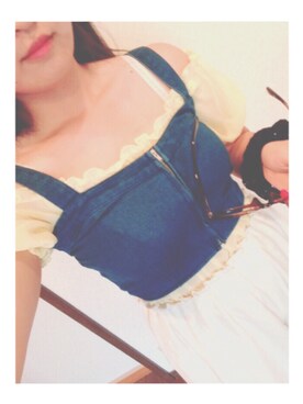「GRL（グレイル）のアイテム（その他トップス、ブルー系）」を使った、お嬢さん（レディース・162cm）の夏コーディネート