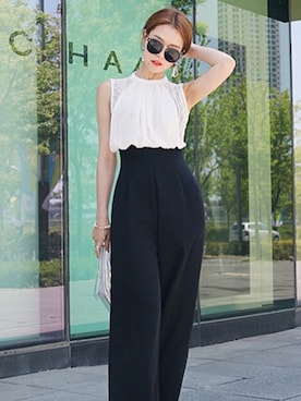 「アイテム（つなぎ/オールインワン）」を使った、DABAgirlさん（レディース・164cm）の夏コーディネート