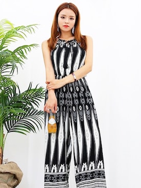 「アイテム（オールインワン・サロペット）」を使った、DABAgirlさん（レディース・164cm）の夏コーディネート