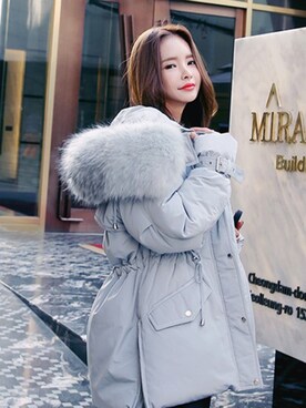 「アイテム（ダウンジャケット/コート、シルバー系）」を使った、DABAgirlさん（レディース・164cm）の秋コーディネート