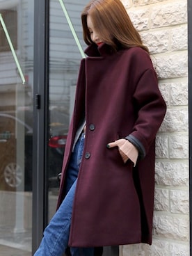 「アイテム（ダウンジャケット/コート、レッド系）」を使った、DABAgirlさん（レディース・164cm）の冬コーディネート