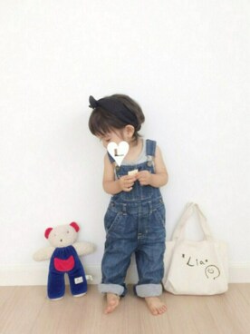 「ドラフトGAP」｜「アイテム（サロペット/オーバーオール）」を使った、 Lia*さん（キッズ・70cm）の夏コーディネート