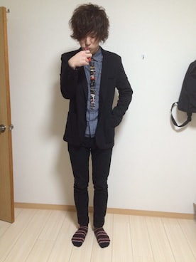 「くつした」｜「アイテム（ダウンジャケット/コート）」を使った、ゆうやさん（メンズ・176cm）の冬コーディネート