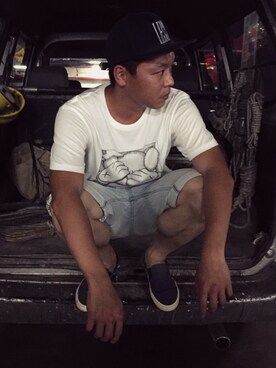 「LESS（レス）のアイテム（キャップ）」を使った、蔡砲蔡さん（メンズ・172cm）の夏コーディネート