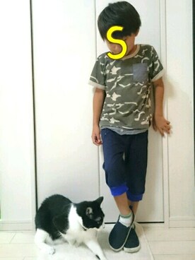 「BLEU H. （ブルーオリゾン）のアイテム」を使った、SOさん（キッズ・110cm）の夏コーディネート