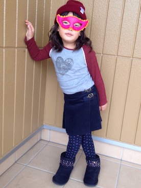 「ZARA KIDSのアイテム（Tシャツ/カットソー、グレー系）」を使った、HI_MAさん（レディース・156cm）の冬コーディネート