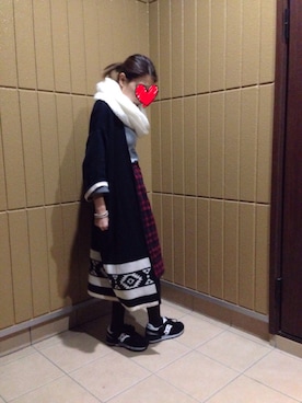 「NICE CLAUP（ナイスクラップ）のアイテム（スカート、その他）」を使った、HI_MAさん（レディース・156cm）の冬コーディネート