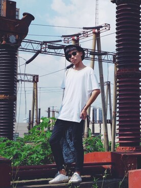 「IZZUE（イズゥー）のアイテム（帽子）」を使った、DInoさん（メンズ・178cm）の夏コーディネート