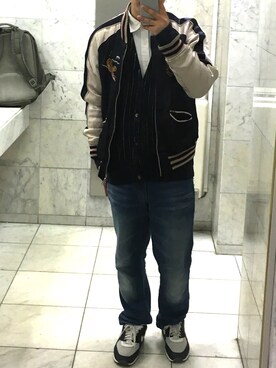 「HOUSTON（ヒューストン）のアイテム（その他アウター）」を使った、ゆーやさん（メンズ・170cm）の春コーディネート