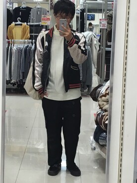 「HOUSTON（ヒューストン）のアイテム（その他アウター）」を使った、ゆーやさん（メンズ・170cm）の秋コーディネート