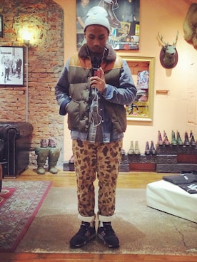 「PENFIELD USA（ペンフィールドユーエスエー）のアイテム（ダウンベスト）」を使った、guwaさん（メンズ・172cm）の冬コーディネート