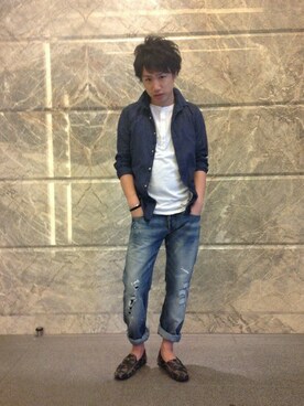 「B'2nd（ビーセカンド）のアイテム（モカシン/デッキシューズ）」を使った、B'2nd FUKUOKAさん（メンズ・170cm）の春コーディネート