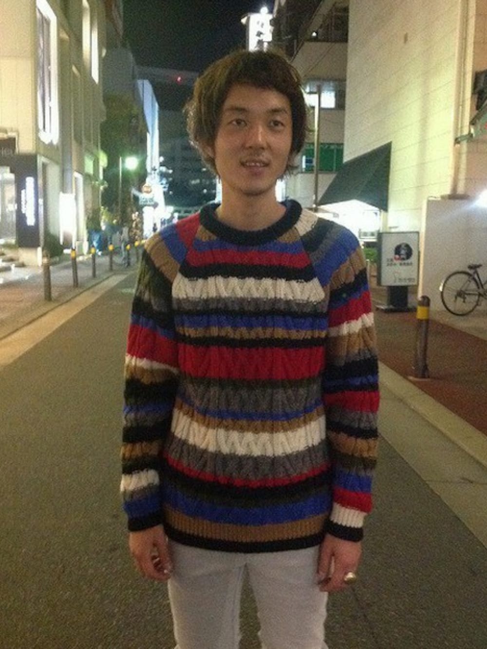 「B'2ndのBirvin Uniform （バービンユニフォーム）　ボーダーニット　(4033)（ニット/セーター、レッド系）」を使った、B'2nd FUKUOKAさん（メンズ・175cm）の秋コーディネートの1枚目の写真