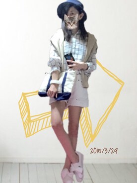 「Supreme.La.La.（シュープリームララ）のアイテム（スニーカー）」を使った、幼心の君さん（レディース・153cm）の春コーディネート