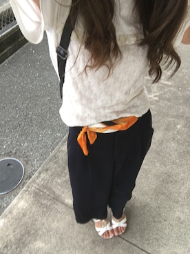 「MIG＋のアイテム（サンダル、ホワイト系）」を使った、ほーちゃんさん（レディース）の夏コーディネート