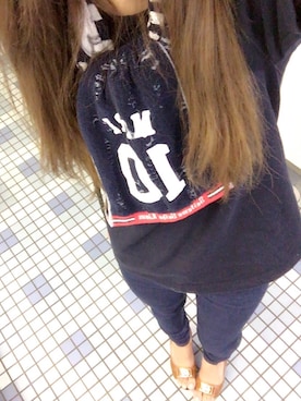 「GU（ジーユー）の（GU）スキニージーンズＥ（パンツ、ブルー系）」を使った、ほーちゃんさん（レディース）の秋コーディネート