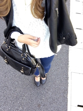 「ハットコーデ」｜「アイテム（ライダースジャケット）」を使った、ほーちゃんさん（レディース・158cm）の秋コーディネート