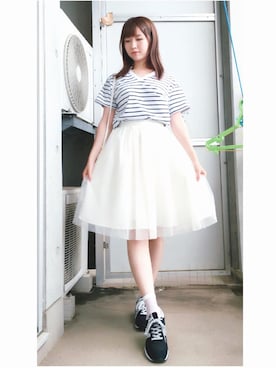 「アイテム（レッグウェア）」を使った、ハンナさん（レディース・156cm）の夏コーディネート