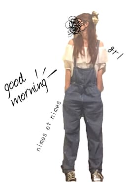 「ハーフアップ」｜「アイテム（オールインワン・サロペット）」を使った、omiさん（レディース・157cm）の夏コーディネート